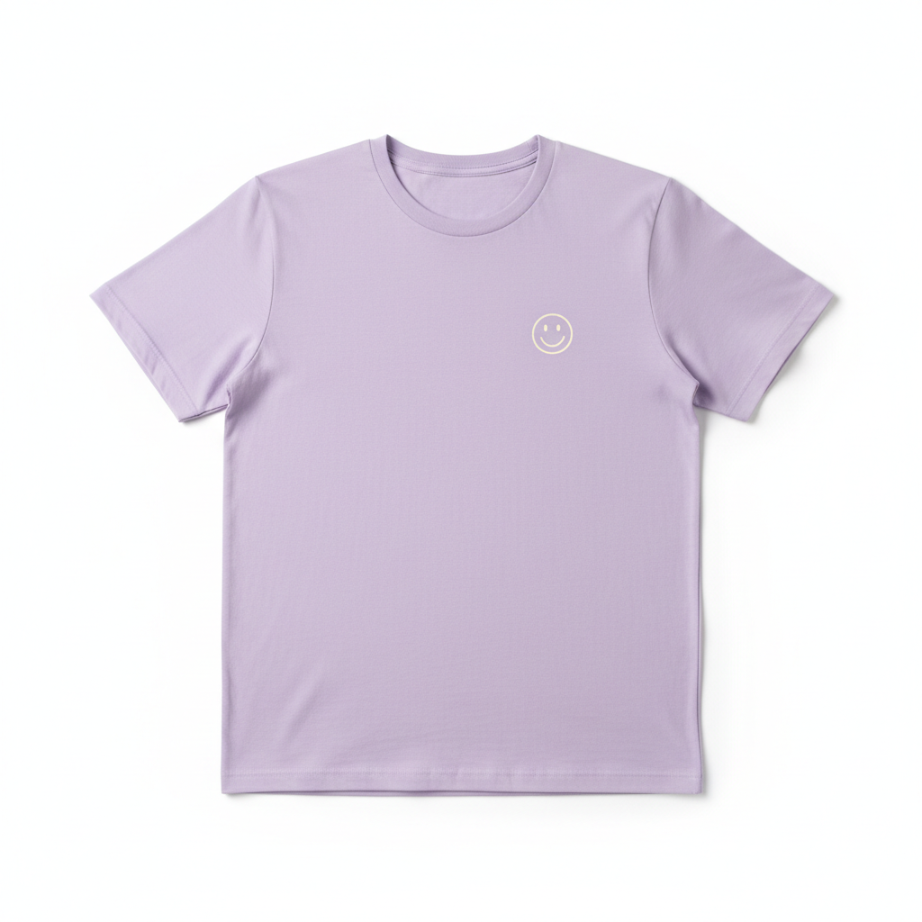 Lavender Smiley T-Shirt flat lay
