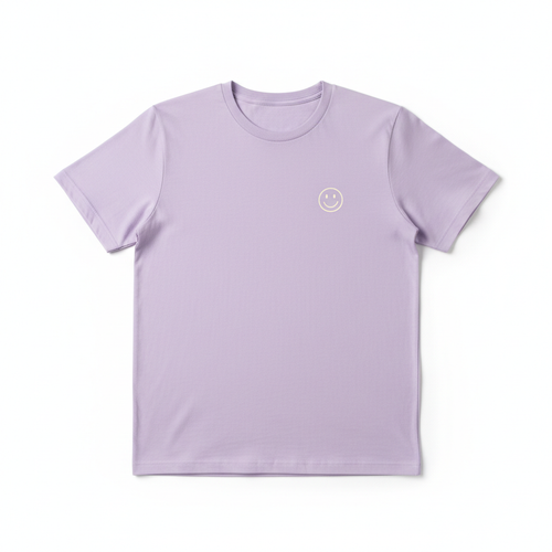 Lavender Smiley T-Shirt flat lay
