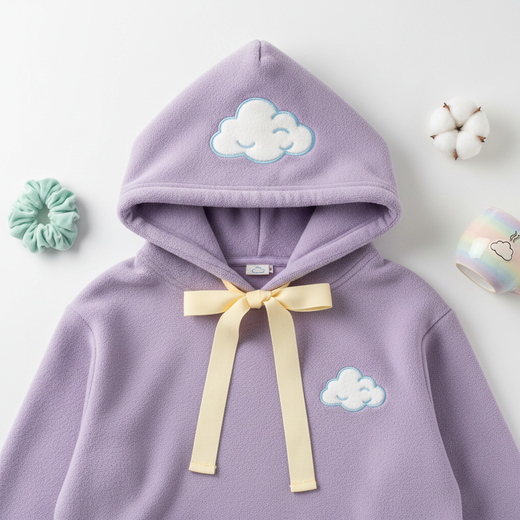 Lilac Cloud Hoodie - Top down view