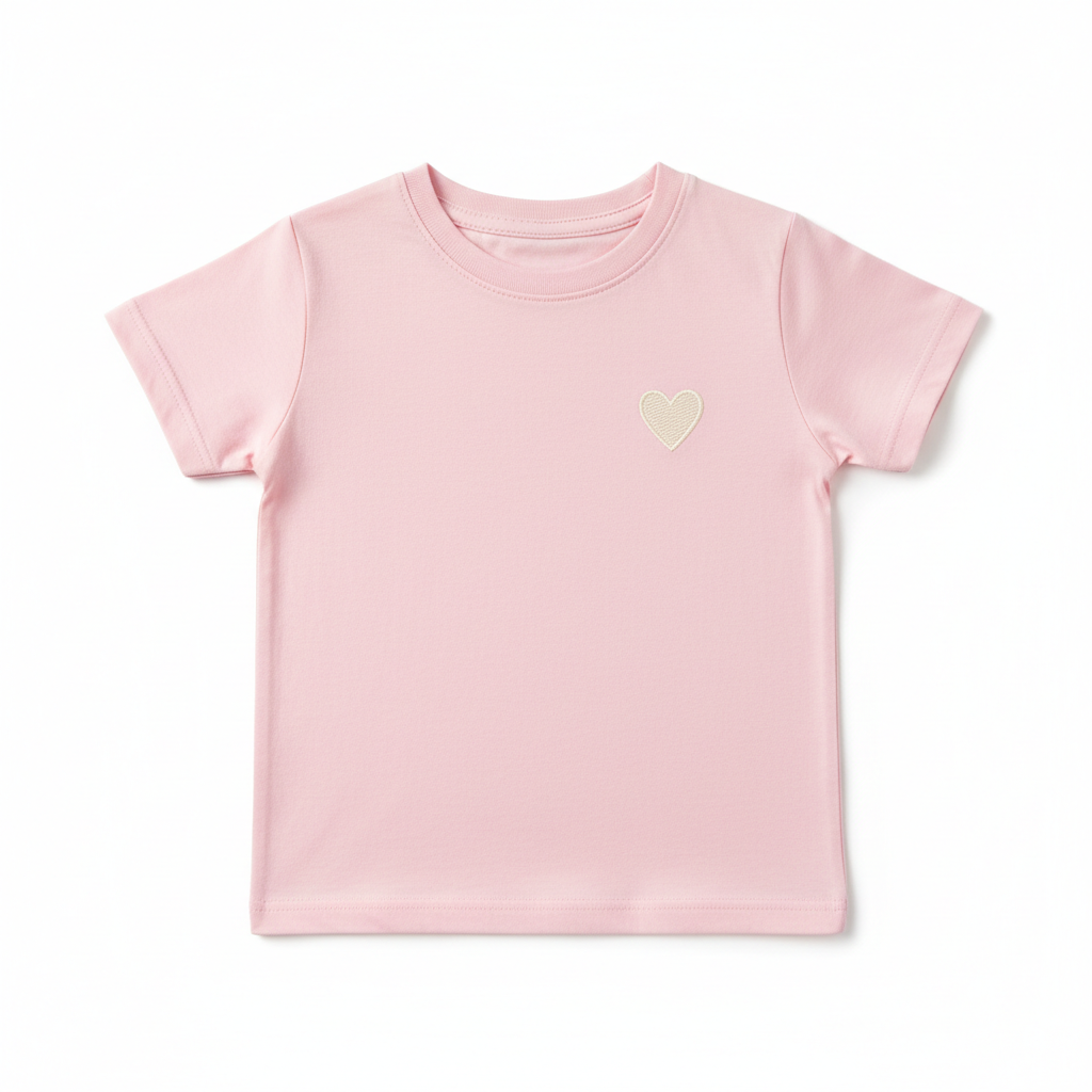 Baby Pink Heart T-Shirt flat lay