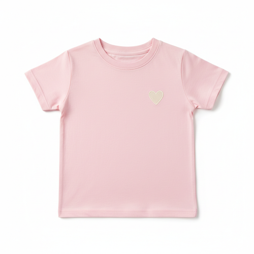 Baby Pink Heart T-Shirt flat lay