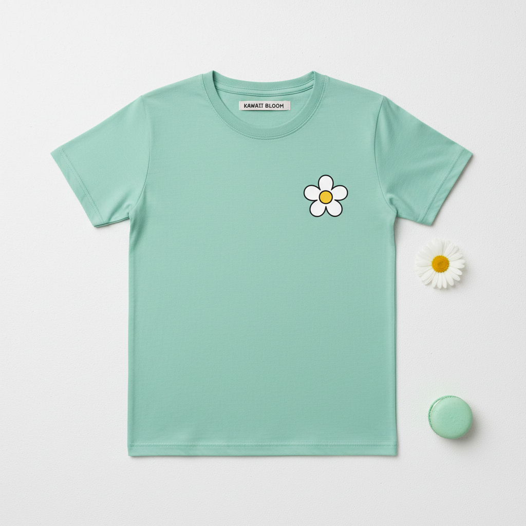 Mint Daisy T-Shirt flat lay
