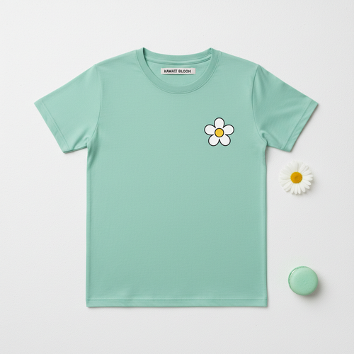 Mint Daisy T-Shirt flat lay